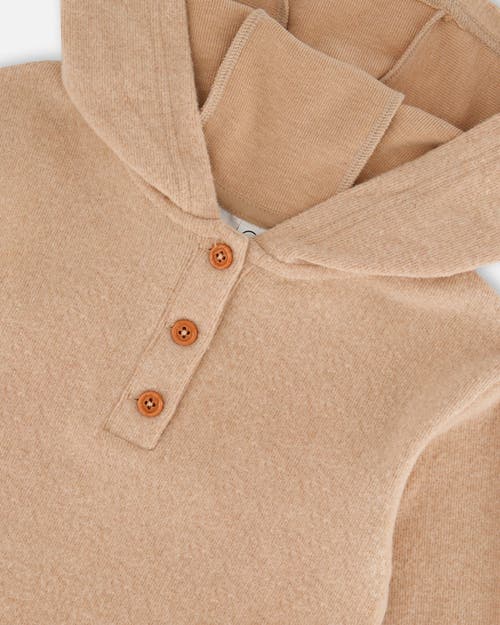 Shop Deux Par Deux Little Girl's Hooded Rib Tunic Beige In Oatmeal