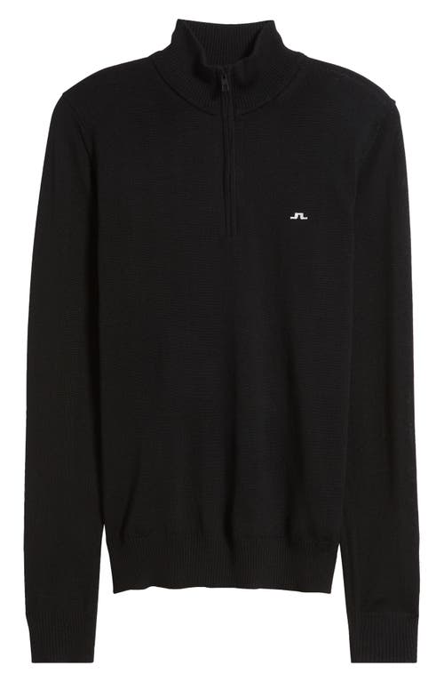 Shop J. Lindeberg Kian Quarter Zip Wool Sweater In Black