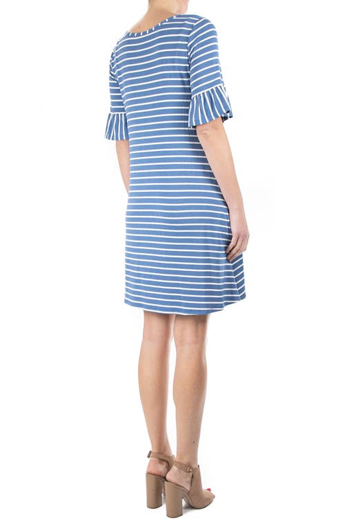 Shop Nina Leonard Stripe Trapeze Dress In Blue/white