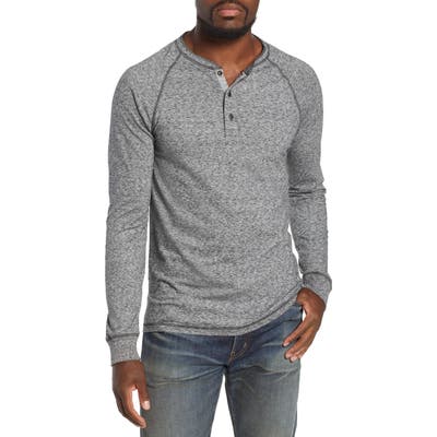Faherty Luxe Heather Knit Organic Cotton Henley, Grey