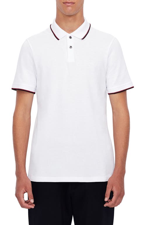 Tipped Piqué Polo in White