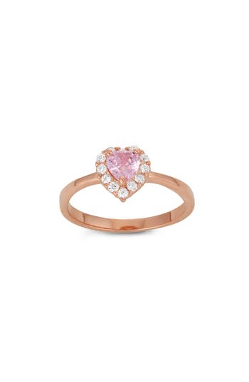 Fzn Pink Cubic Zirconia Heart Ring In Gold