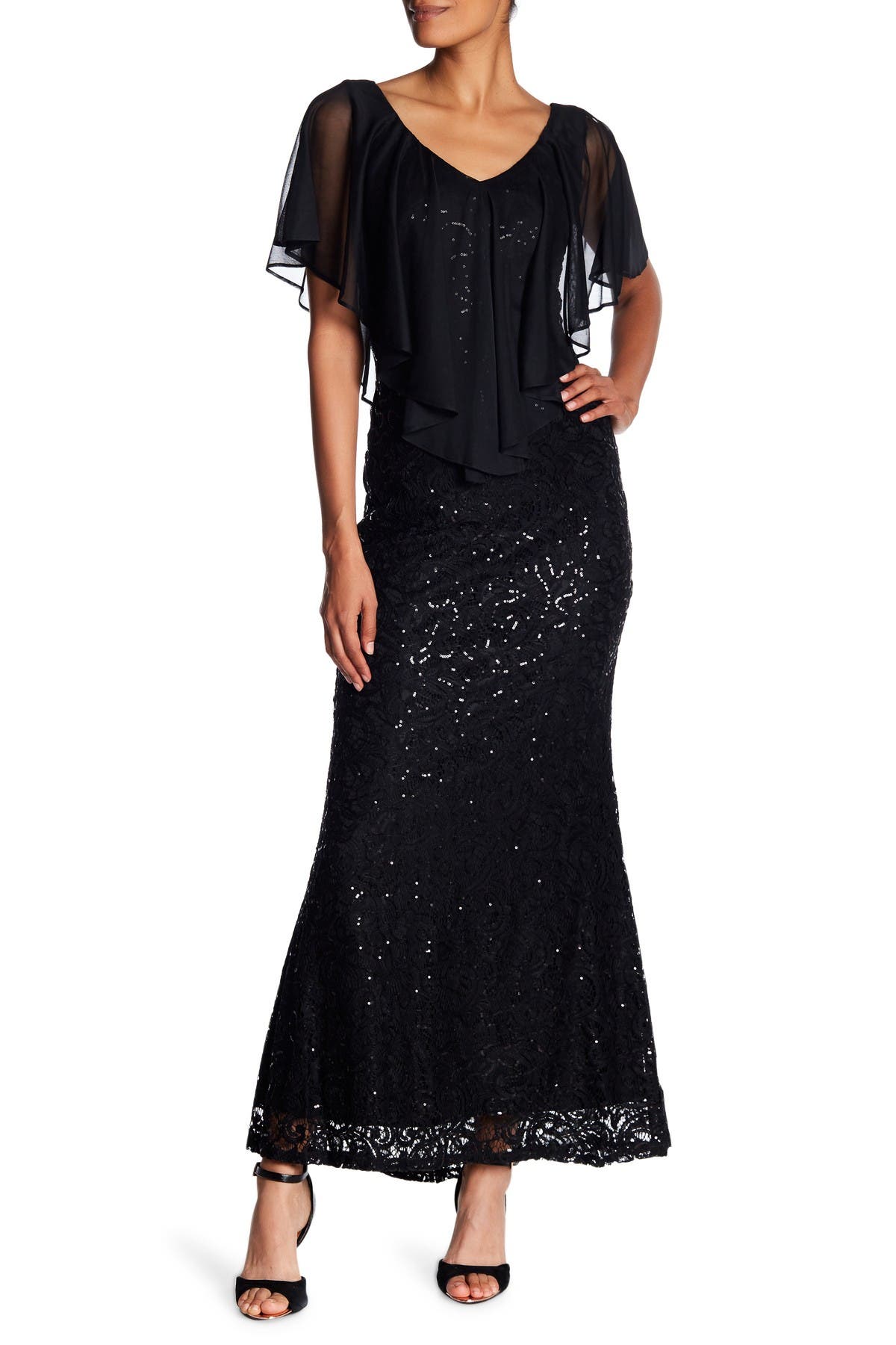 marina chiffon popover lace gown