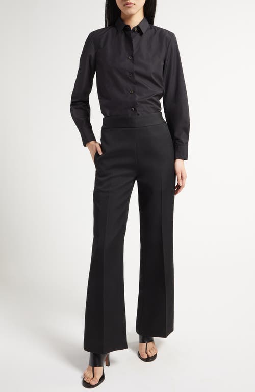 Shop The Row Jago Crop Wool Flare Trousers In Black