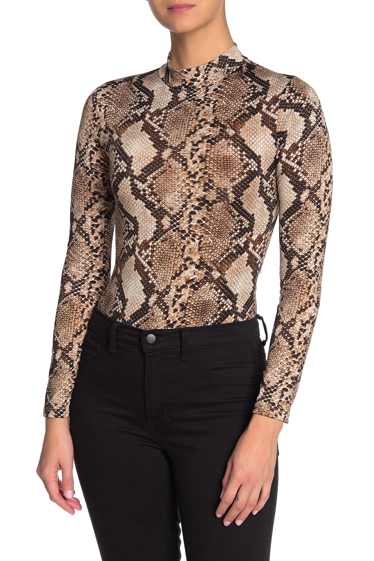 snakeskin mock neck