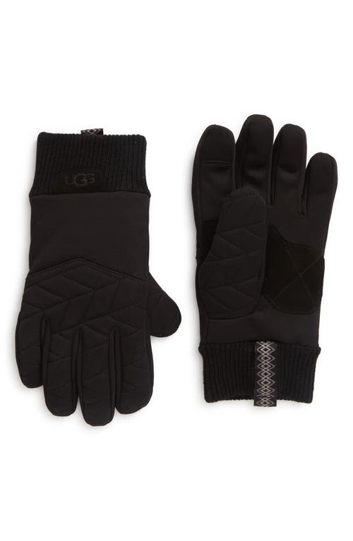 UGG(R) Faux Fur Lined Quilted Gloves in Black