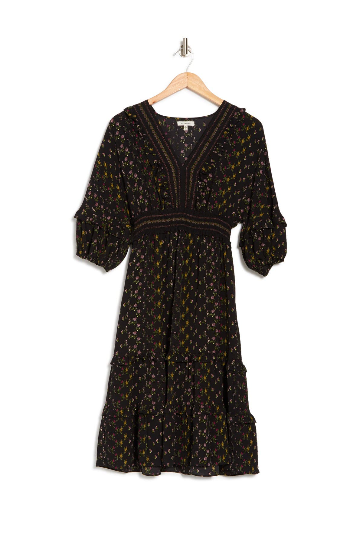 max studio v neck waist tie dress