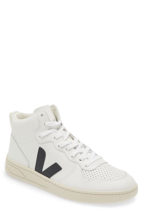 V-15 High Top Sneaker in Extra-White Black