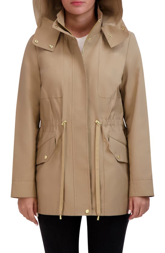 Cole Haan Short Rain Jacket In Khaki