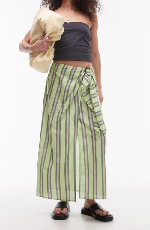 Topshop Stripe Sarong With Buckle In Green In Medium Green
