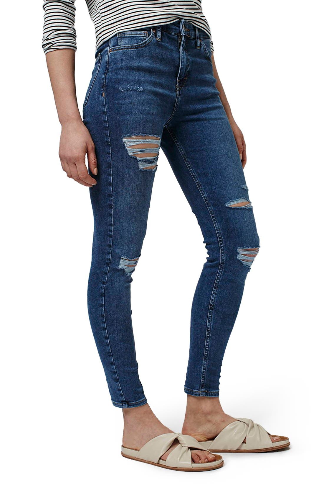 blue super ripped jeans
