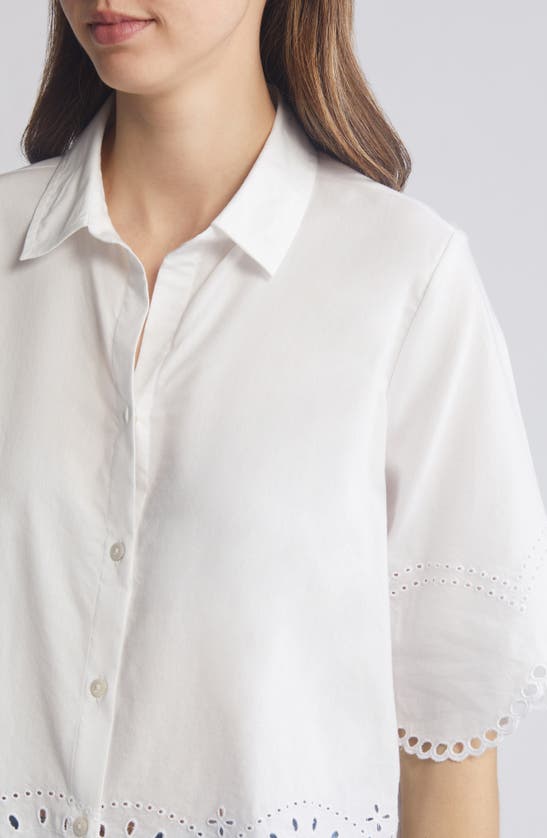 BEACHLUNCHLOUNGE CLO EYELET BORDER BUTTON-UP SHIRT