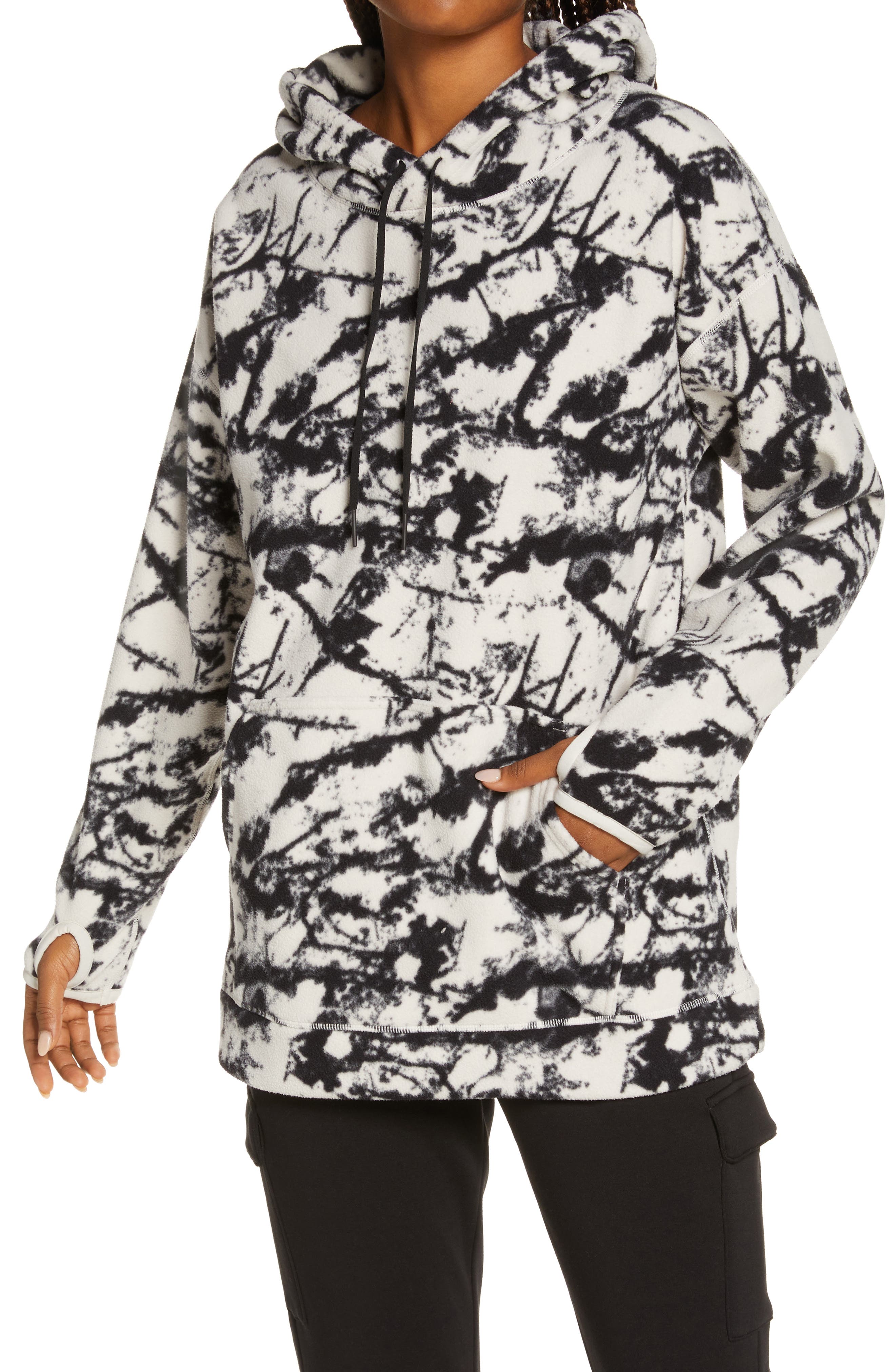 uo patterned polar fleece hoodie sweatshirt