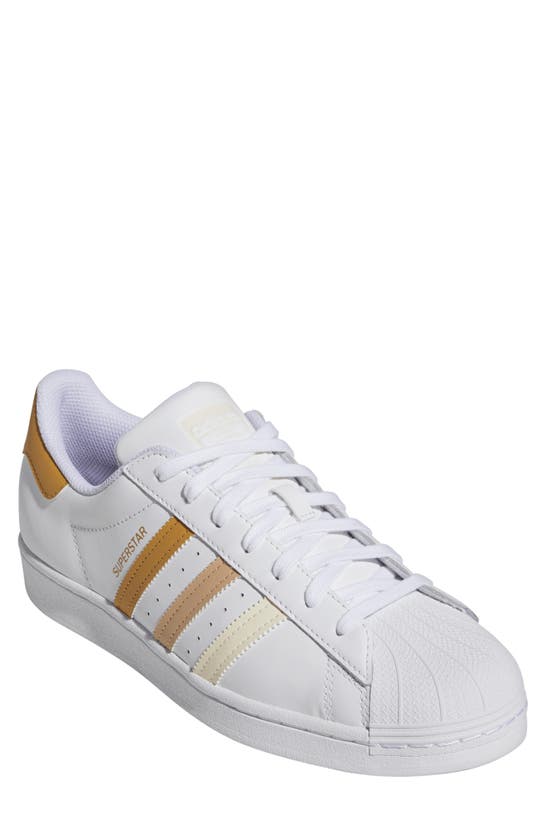 Adidas Originals Superstar Sneaker In Ftwr White/ Golden Beige