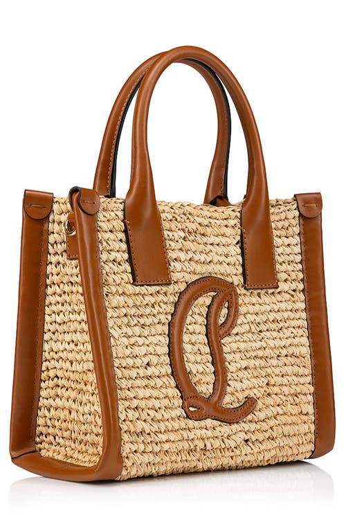 Shop Christian Louboutin Mini By My Side Raffia Tote In Natural/cuoio/cuoio