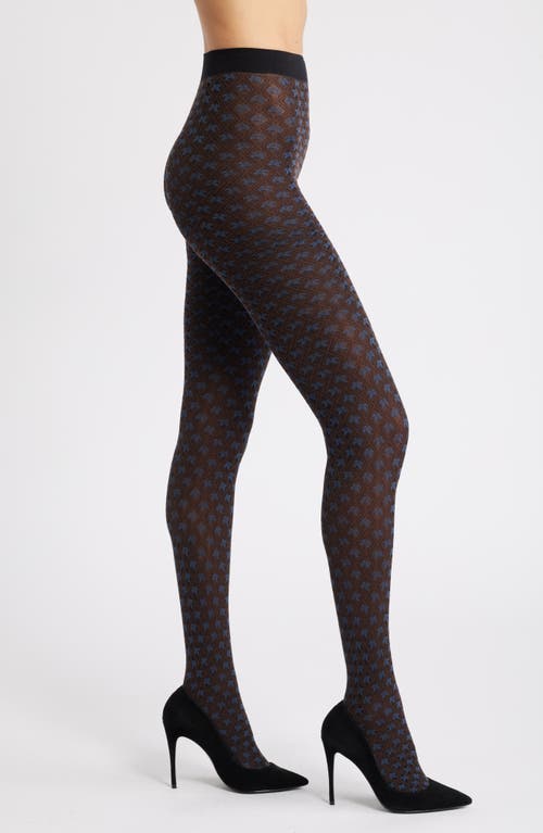 Shop Oroblu Tiny Patterns Tights In Chocolate/ocean