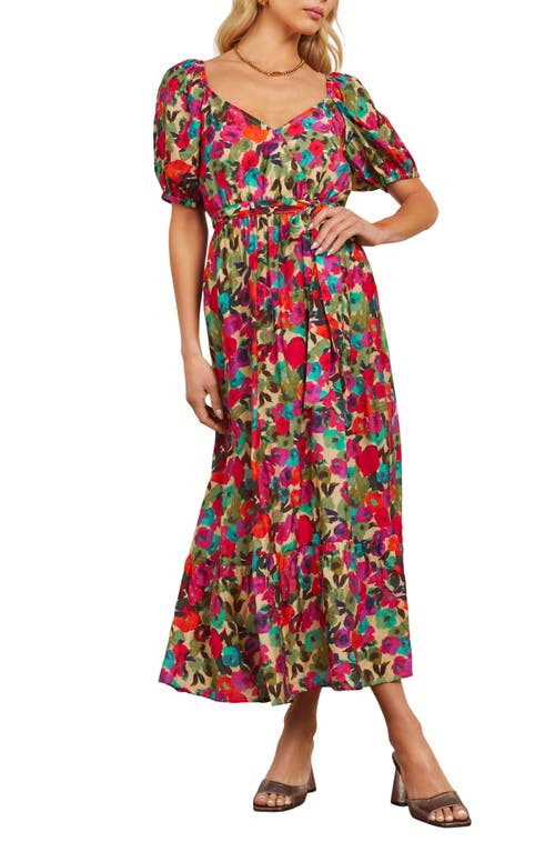 Vici Collection Willa Floral Print Midi Dress In Peony/floral