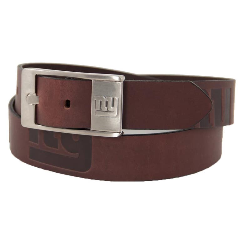 Eagles Wings New York Giants Brandish Leather Belt In Brown
