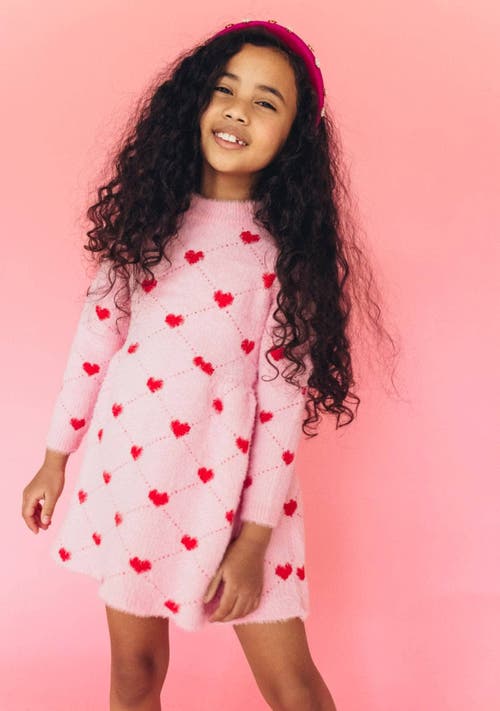 Lola + The Boys Kids'  Sweetheart Sweater Dress In Light Pink