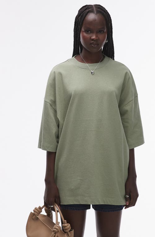 Shop Topshop Oversize Cotton T-shirt In Khaki