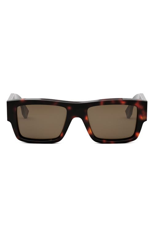 Fendi Signature 53mm Rectangular Sunglasses in Red Havana /Brown at Nordstrom