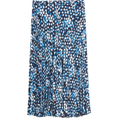 Plus Size Halogen Pleated Midi Skirt, Blue