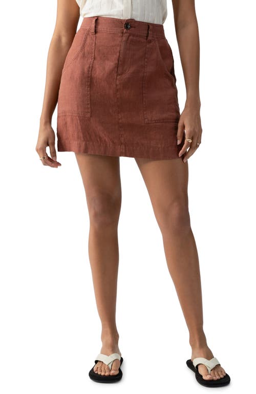 Patch Pocket Linen Miniskirt in Rich Clay