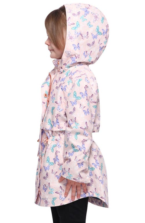 Rokka&rolla Kids' Lightweight Rain Jacket Trench Coat In Butterfly Pink