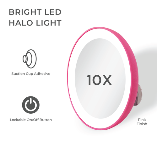 Shop Zadro Lighted Compact Mirror With 10x Magnification & Suction Cup In Pink