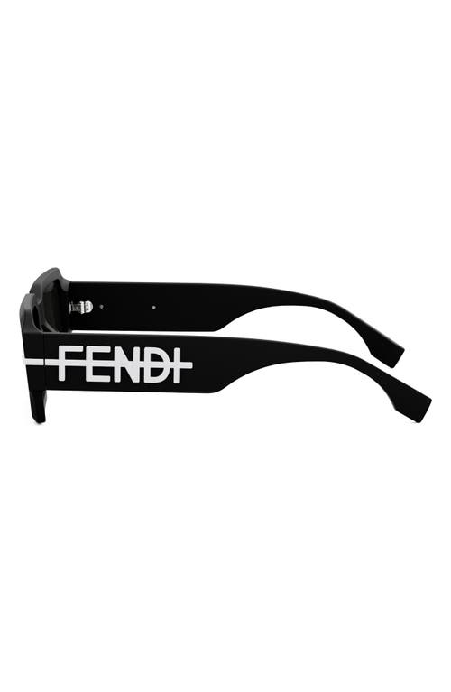 Shop Fendi 'graphy 52mm Geometric Sunglasses In Matte Black/smoke