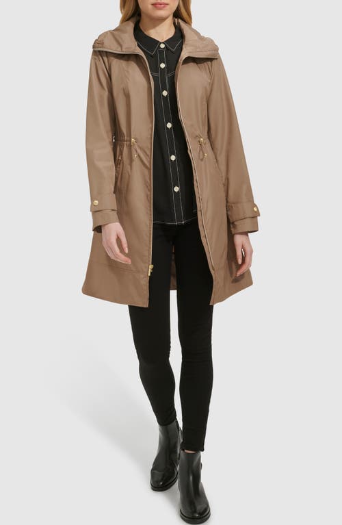 Cole Haan Travel Packable Hooded Rain Jacket In Champagne