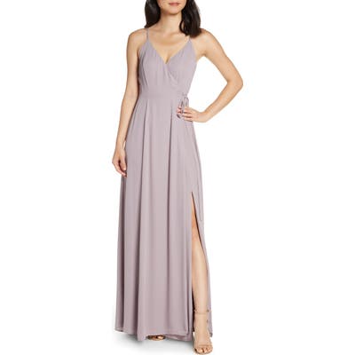 Wayf The Angelina Slit Wrap Gown, Purple