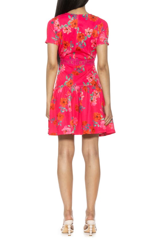 Shop Alexia Admor Alexa Lace Trim Fit & Flare Dress In Pink Multi