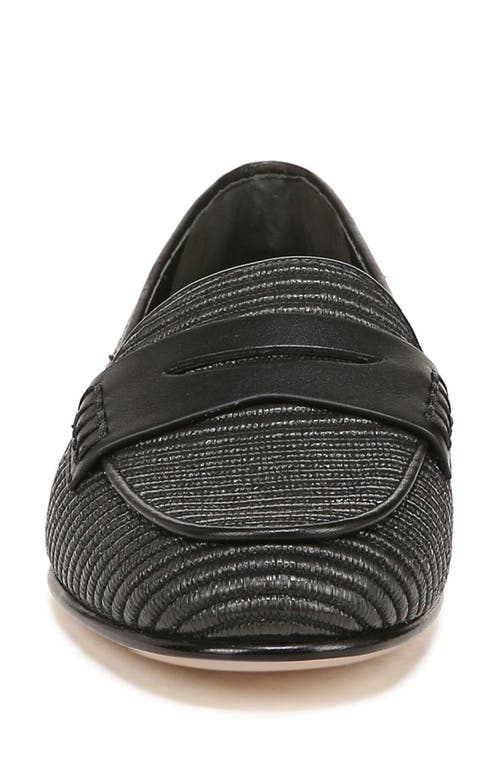 Veronica Beard Raffia Leather Slip-on Penny Loafers In Black/black