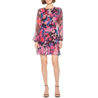 Parker Marengo Long Sleeve Silk Minidress, Purple