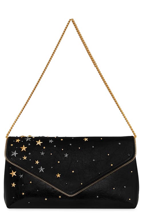 Studded Leather Clutch in Black