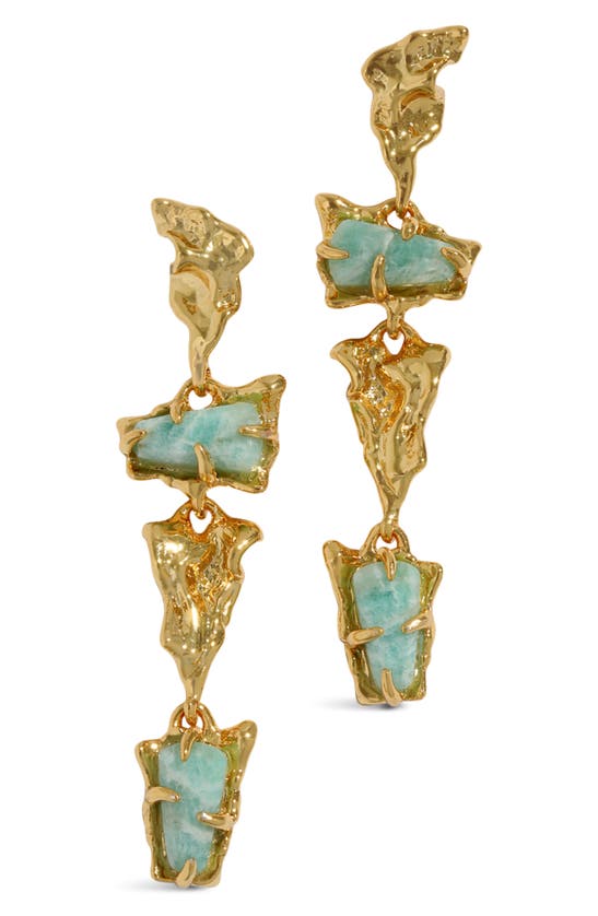 Alexis Bittar Mobile Amazonite Linear Drop Earrings In Blue/gold