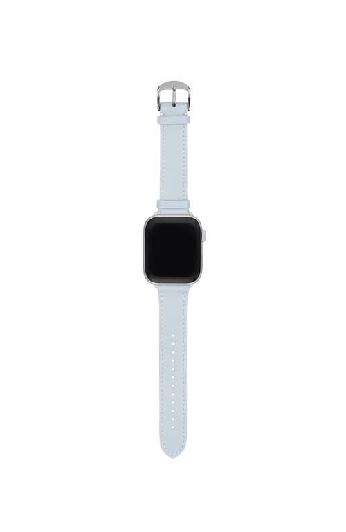 Hyer Goods Upcycled Leather Apple Watch Band In Pale Blue/silver