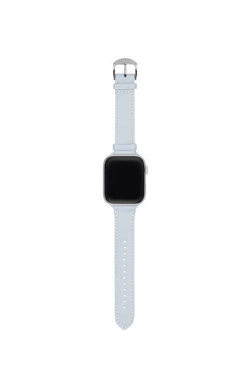 Shop Hyer Goods Upcycled Leather Apple Watch Band In Pale Blue/silver