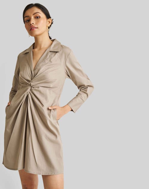 Reistor Front Twist Dress In Ecru