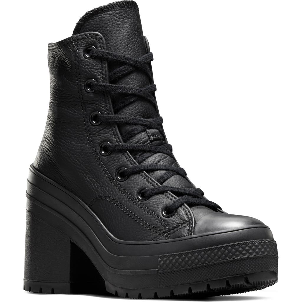 Converse Chuck 70 De Luxe Block Heel High Top Sneaker In Black/black/white