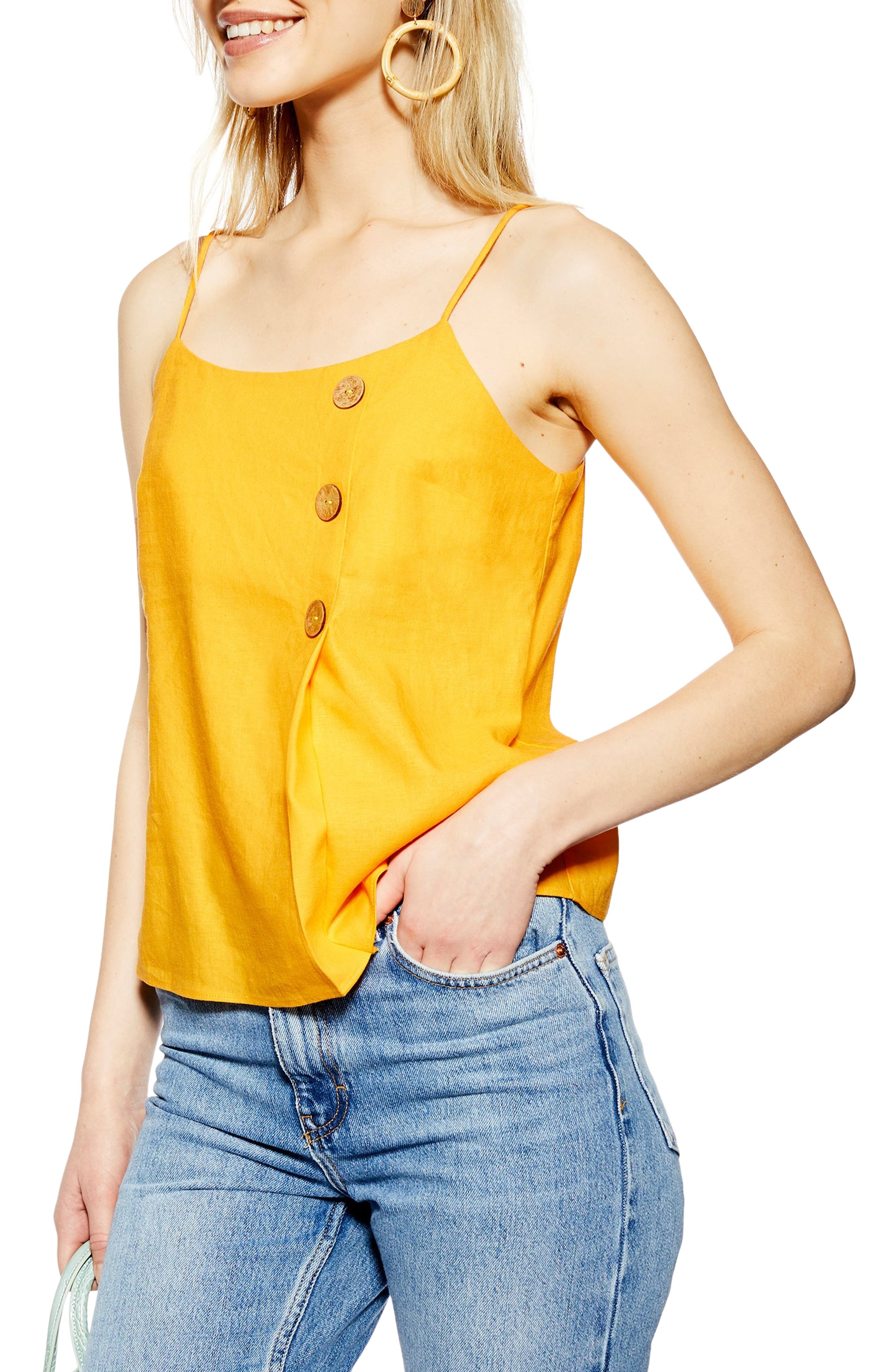 Topshop Button Wrap Camisole Top, US (fits like 6-8) - Yellow