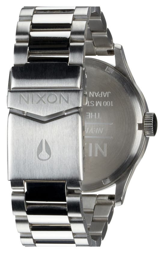 Shop Nixon Sentry Bracelet Watch, 42mm In Silver/ Blue Sunray