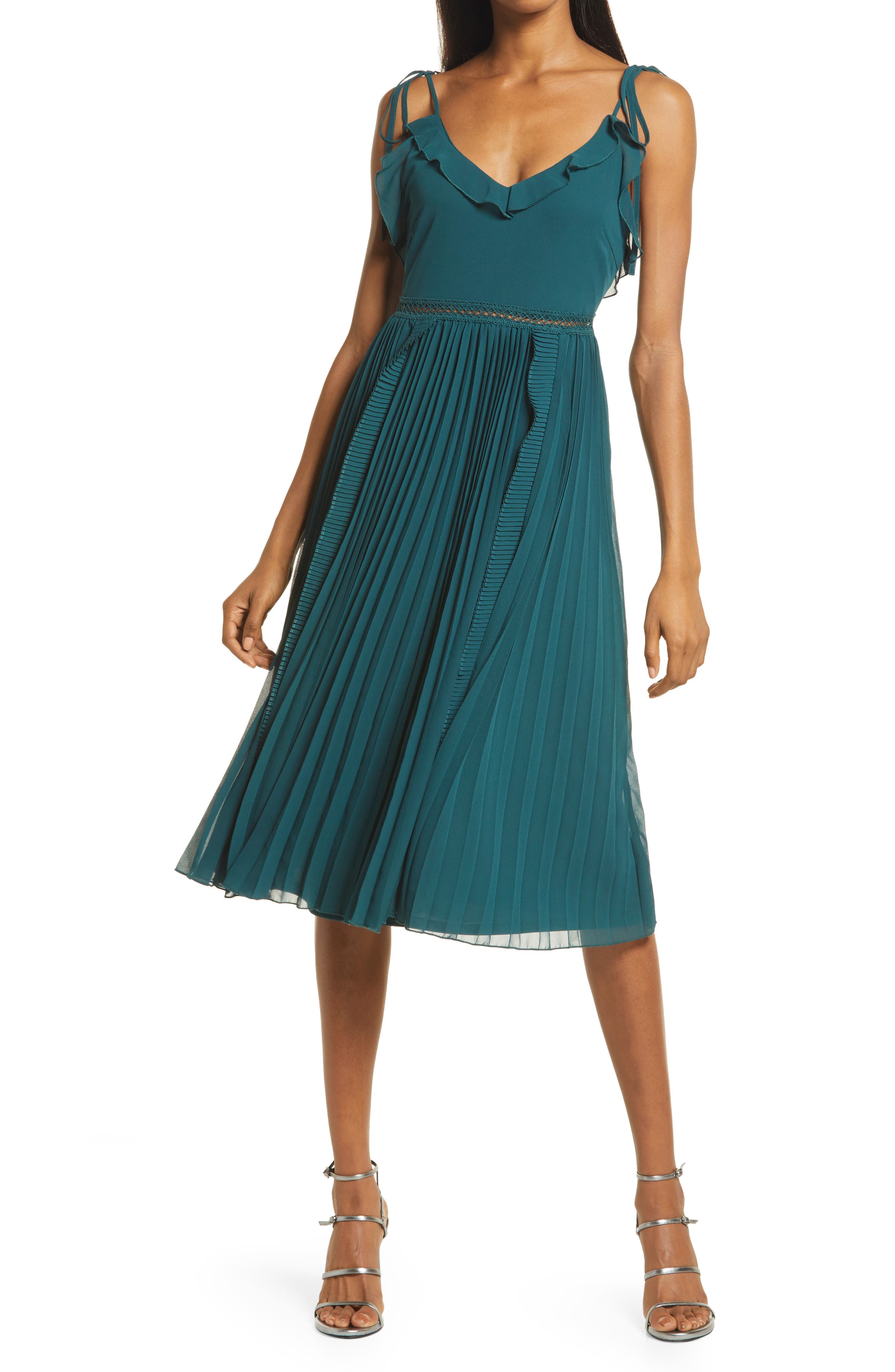 teal chiffon dress