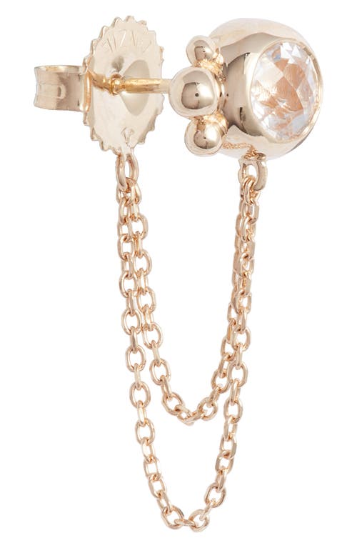 Anzie Bonheur White Topaz Chain Stud Earrings In Yellow Gold/white