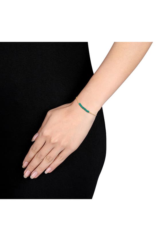 Shop Delmar Beaded Chain Bracelet In Green Onyx