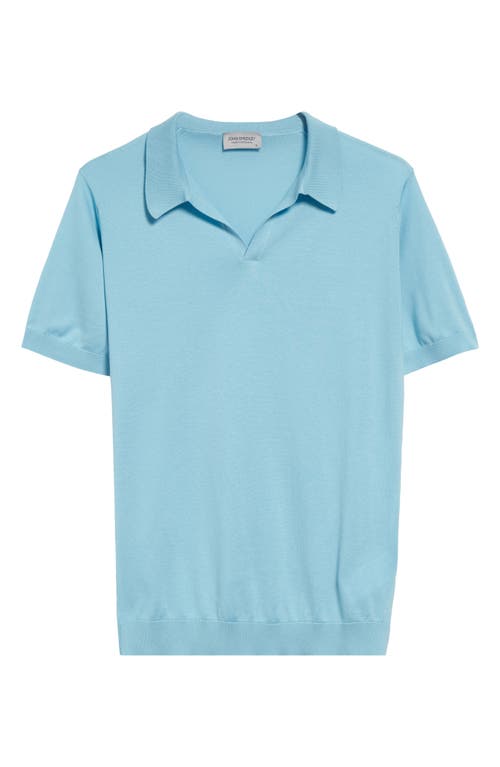 Shop John Smedley Noah Johnny Collar Sweater Polo In Blue Spring