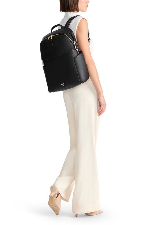 Shop Tumi Raina Leather Backpack In Black/light Gold