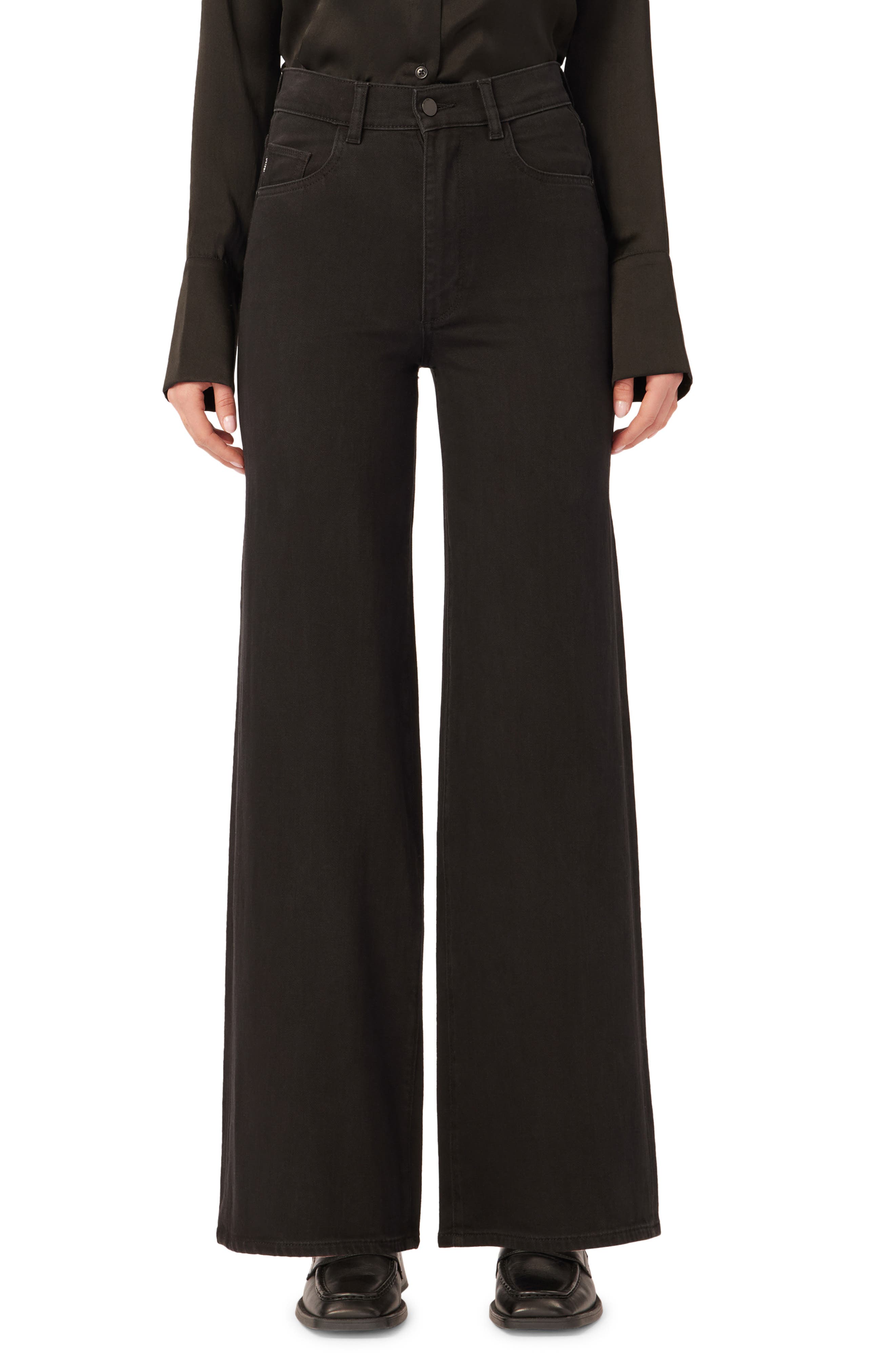 Dl1961 Hepburn Wide-leg Vintage Ankle Jeans In Black