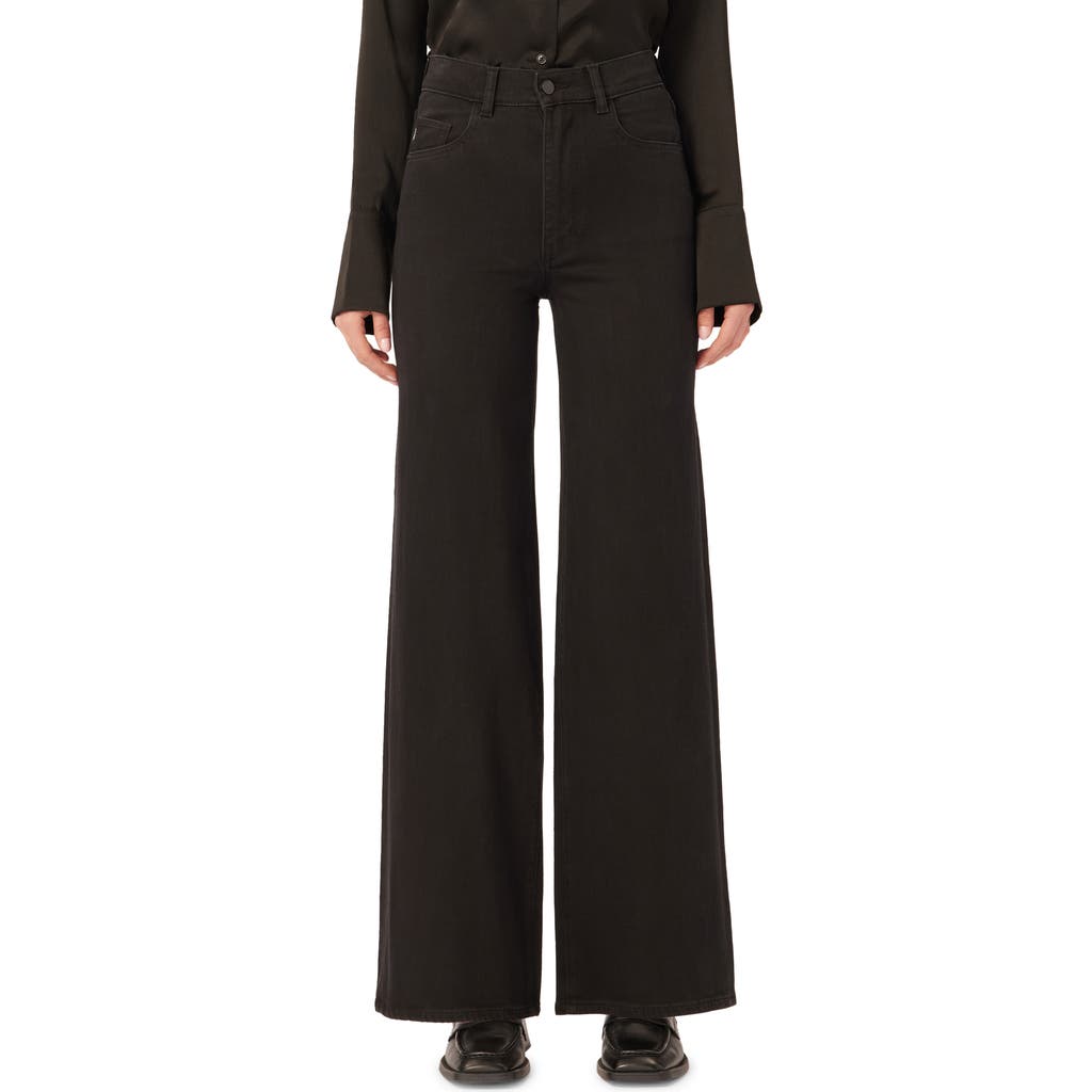Dl1961 Hepburn Wide-leg Vintage Ankle Jeans In Black